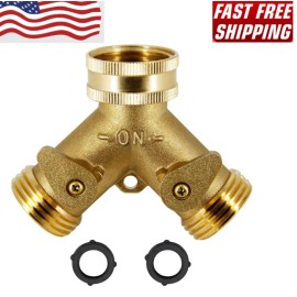 N/A 3/4" Solid Brass Double Two Way Tap Garden Connector Adaptor Hose Splitter