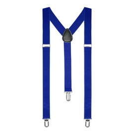 Boolavard Braces/Suspenders One Size Fully Adjustable Y Shaped With Strong Clips (Blue)