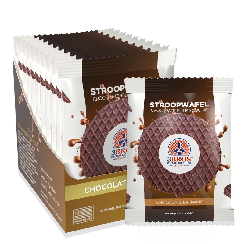 3Bros Stroopwafels, Dutch Caramel-Filled Waffle Cookies, Individually Wrapped, 10 Count,