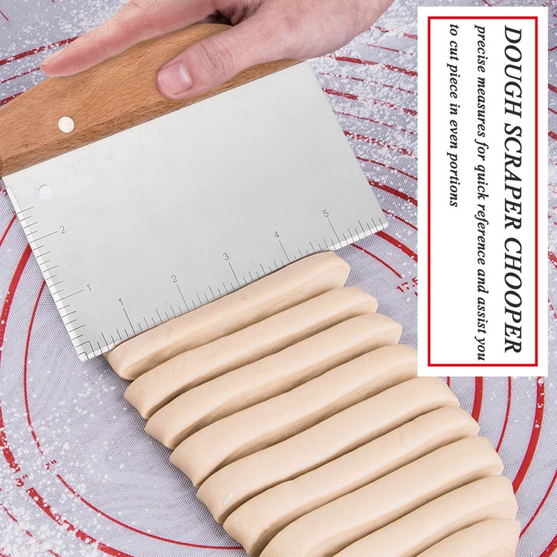 Bench Scraper Set of 2, HaSteeL Metal Dough Scraper Cutter