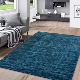 GarveeHome Washable Modern Area Rug - 5x7, Solid Teal, Non Slip, Contemporary, Boho Accent, Farmhouse, Low Pile Carpet for Living Room, Bedroom