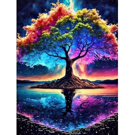 Musevial Tree of Life Stamped Cross Stitch Kits - Colorful Printed Easy Pattern Needlepoint Kits Embroidery Crafts for Adults Beginners Gift 12x16 Inch