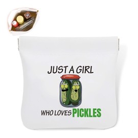 Pickle Lover Pocket Cosmetic Bag, Waterproof Portable No Zipper Self-Closing Makeup Pouch, Just A Girl Who Loves Pickles, Pickle Lover Gift, Gift Ideal for Women Girls Teen (CX14)
