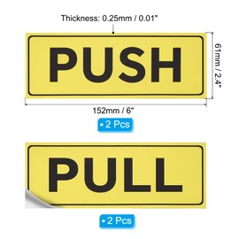 PATIKIL Push Pull Sticker Sign, 2 Pcs 6"x2.4" Self Adhesive Horizontal Vinyl Push Pull Decal Push Pull Glass Door Sign for Stores Office Shops Cafes Business, Brushed Gold Board Black