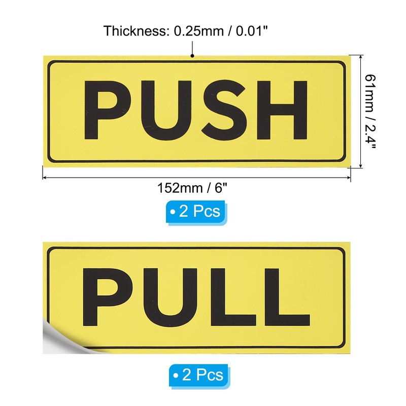 PATIKIL Push Pull Sticker Sign, 2 Pcs 6"x2.4" Self Adhesive