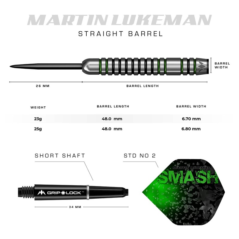 Mission Darts D0864 Martin Lukeman | 90% Tungsten Straight Barrel