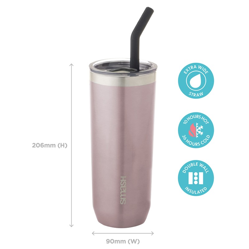 Smash Smoothie and Coffee Tumbler with Straw and lid, Blush,