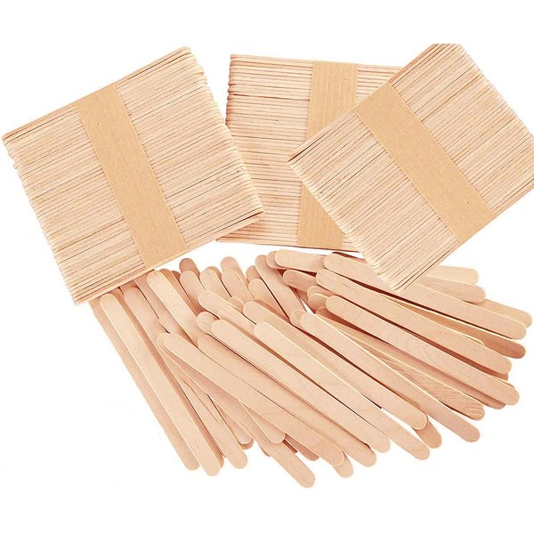 Okaytec Kit 300 Pieces Wooden Ice Sticks Wooden Sticks Wooden Spatulas Craft Wood Sticks for Crafts Wooden Stick Wooden Sticks Wooden Sticks for Ice Lolly Sticks Waxing and Crafts DIY Crafts