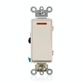Leviton 5633-2T 20-Amp, 120-Volt, Decora Plus Rocker Lighted Handle, Illuminated Off 3-Way AC Quiet Switch, Commercial Grade, Self Grounding, Light Almond