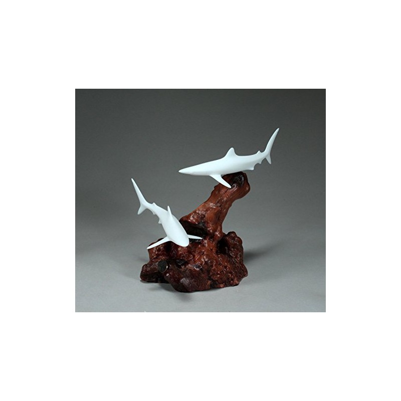 BLUE SHARK DUO Sculpture by JOHN PERRY 7 in high