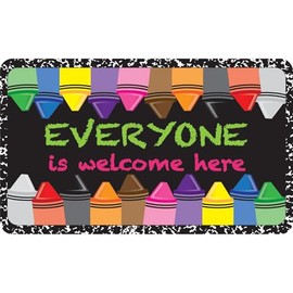Ashley Productions The Original Fun Mat, Welcome Mat, 18" x 30", Everyone Welcome Crayons Composition