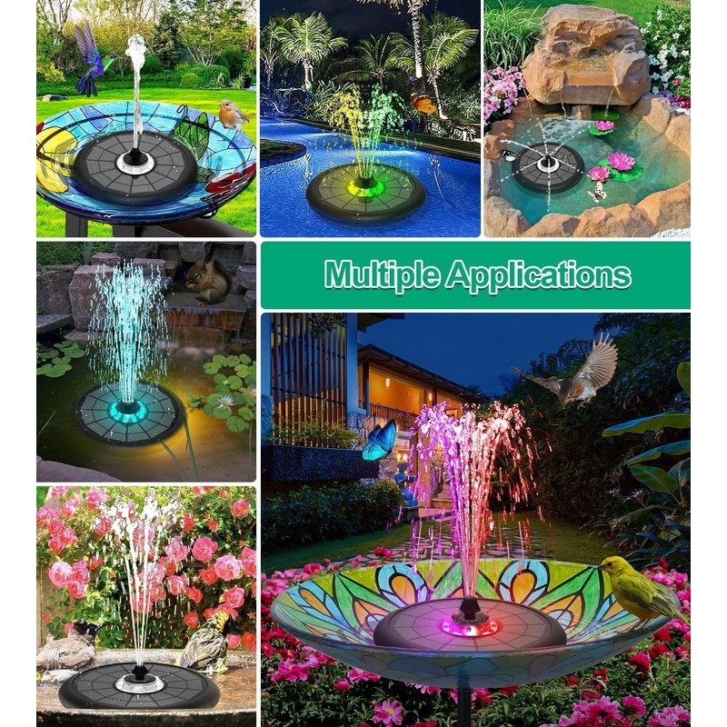 SZMP Powerful 5W Solar Powered Water Fountain for Bird Bath,