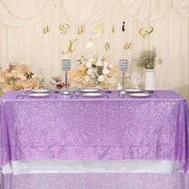 Eternal Beauty Sequin Tablecloth 127x183cm Lavender Glitter Table Cover Sparkle for Party Birthday Wedding Christmas New Year Christmas Decoration