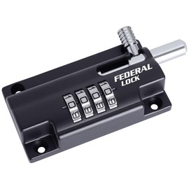 Federal Lock Combination Locking Bolt, Heavy Duty Sliding Lock With 4 Digit Resettable Code - Black