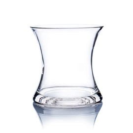 WGV Unique Bouquet Vase, 5.5" W, 6" H, Clear Short Hurricane Concaved Neiman Glass Floral Container, Home Wedding Event Decor, 1 Piece (VHV0606)