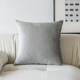 Demetex Grey Pillowcase 60x60cm(24"x24") Soft Velvet Cushion Cover Square Decorative Plush Euro Sham Pillow for Living Room Sofa Couch Bed 1pc Set 60x60cm Silver