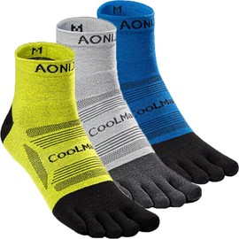 AONIJIE Running Ankle Toe Socks for Men and Women Lightweight Coolmax High Performance Five Finger Athletic Socks