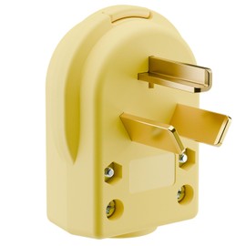 WINXUS NEMA 10-30P 30A 125/250V Yellow Plug for Dryers and Ranges, 3 Pole 3 Wire Grounding Straight Blade, Supports Cord OD Max. 1.06 Inches, Nylon Shell, Brass Terminals