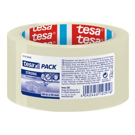 tesapack Packing Tape, Strong Packaging Tape for Medium to Heavy Parcels and Boxes, 66 m x 50 mm - Clear