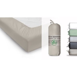 Blue Moon Organic Cotton Jersey Baby Children's Fitted Sheet Fitted Sheet Organic Cotton GOTS Certified Ökotex Made in Green (Sand Set of 2 for Baby Cot, 70 x 140 cm)