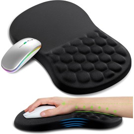 Mouse Pad,Alfombrilla de Ratón Ergonomic con Diseño de Masaje,Base de Goma Antideslizante Mousepad,Reposamuñecas para Aliviar el Dolor con Espuma Viscoelástica,para Oficina, Computadora (D)