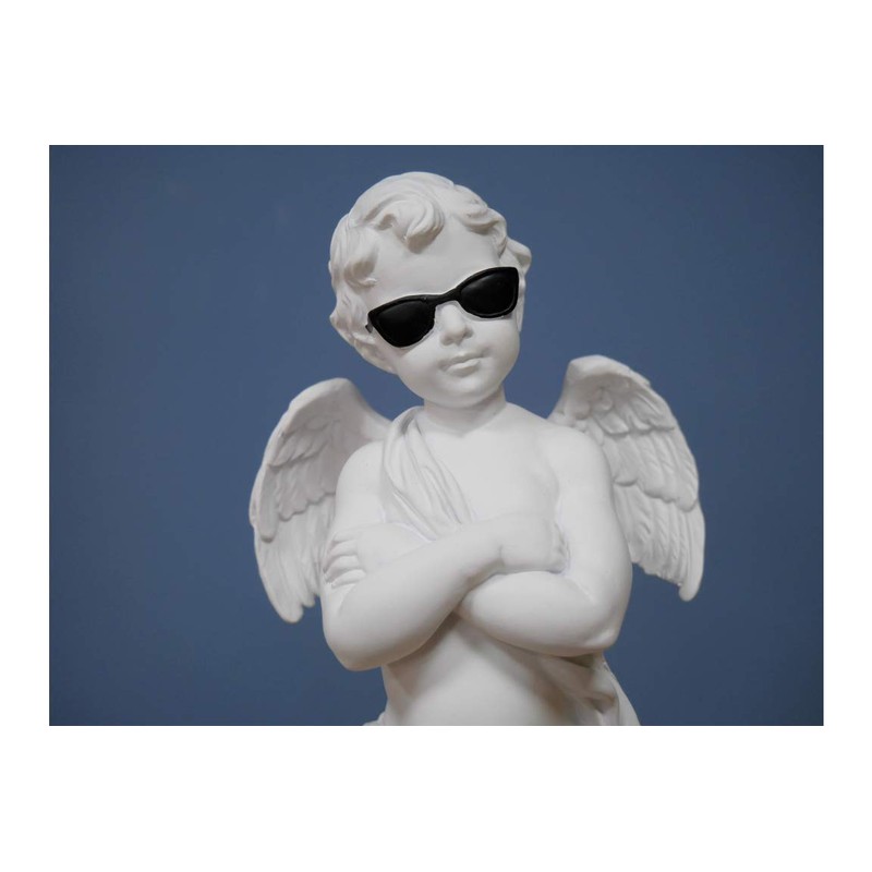 29cm Tall Too Cool Quirky Cherub Wearing Sunglasses Ornament (White)