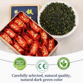 XIXICHA Tie Guan Yin Tea Oolong Loose Leaf 128g/4.5oz 8g*16bags Tieguanyin Chinese Tea Iron Goddess of Mercy from Anxi Fujian Core Area Orchid Aroma 铁观音 福建安溪 兰花香