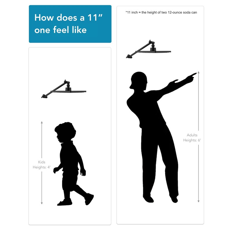 11 Inch Adjustable Shower Head Extension Arm With Locking Set
