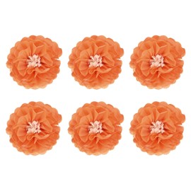 Rebower 6 Pcs Orange Paper Flowers, 10" 3D Tissue Paper Pom Poms Crepe Mexican Paper Flower, [for DIY Crafting Wall Wedding Birthday Party Decorations]