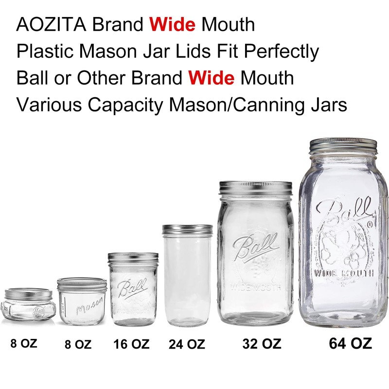 AOZITA [10 Pack] WIDE Mouth Mason Jar Lids for Ball,