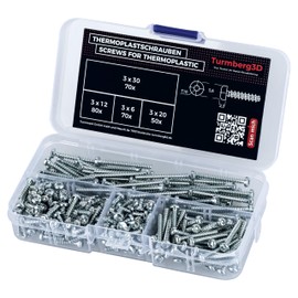 Turmberg3D Thermoplastic Screws Assortment for 3D Printing and Plastics - 270 Screws for PLA, PETG, ASA, ABS and much more