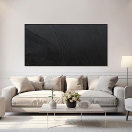 Abstract Canvas Wall Art Modern Abstract Artwork Canvas Hand Painted Black Line Texture Framed Canvas Picture Contemporary Wall Art Bedroom Living Room Office Decoration Framed Ready To Hang 29"x58"