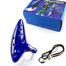 Ocarina of Space-Time 12 Holes Ceramic Tubing Beginners Protective Bag Stand, Blue