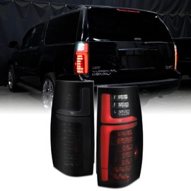 AKKON - Fit 2007-2014 Chevy Tahoe Suburban GMC Yukon 07-14 [Full LED] Tail Lights Rear Lamp Assembly Black Housing