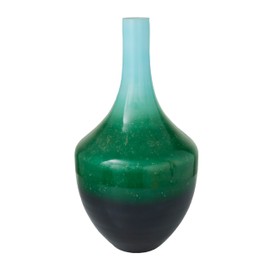 The Novogratz Glass Decorative Vase Ombre Centerpiece Vase, Flower Vase for Home Decoration 12" x 12" x 22", Green