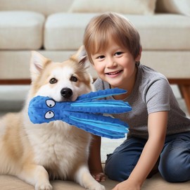 Genérico Juguetes para Perros Octopus, Nuevos Juguete Interactivo para Masticar Pulpo, Juguetes Chirriantes Pulpo sin Relleno para Perros Pequeños y Medianos (Azul)
