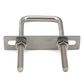 M8 x 50 x 80mm 304 Stainless Steel Square U Bolts with Hex Nuts, Frame Plate, Round Washers (Pack of 2)