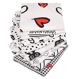 CraftsFabrics 8 Pieces 40 x 50 cm Black & White Nursery Fat Quarters Bundle 100% Cotton Twill Pre-Cut Craft Fabric Quilting Fabric Quilting Projects for Kids Arts Crafts DIY Projects