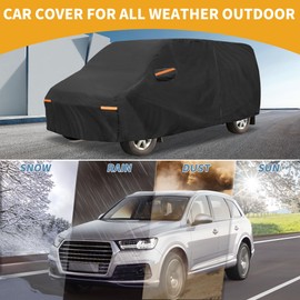 Partuto Car Cover Waterproof All Weather Sun Rain Protection Full Exterior Cover for Ford Transit Black with Left Side Zippers