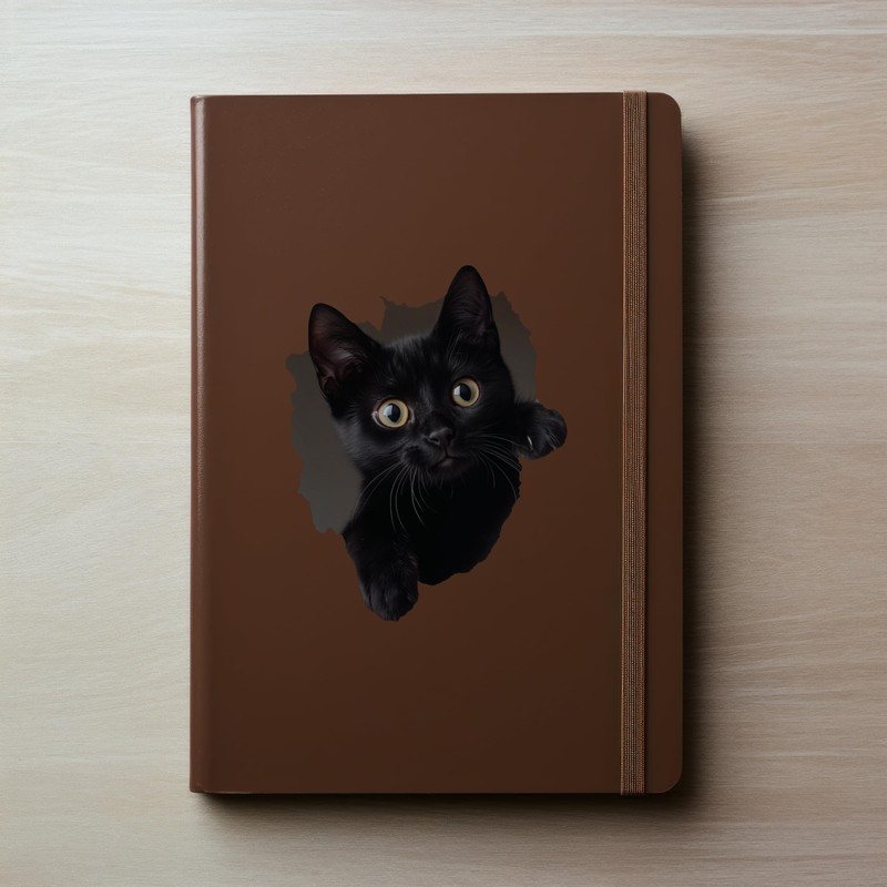 Black Cat Decal - Wall Hole Sticker with 3D Effect