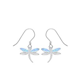 Kissdove Blue Dragonfly Opal Earrings Sterling Silver Nature-Inspired Jewelry Gift Box Included
