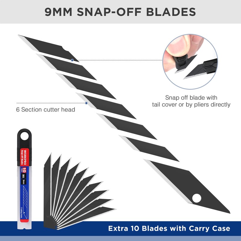 WORKPRO Premium Utility Knife Retractable Snap-off Blade, Heavy Duty Aluminum