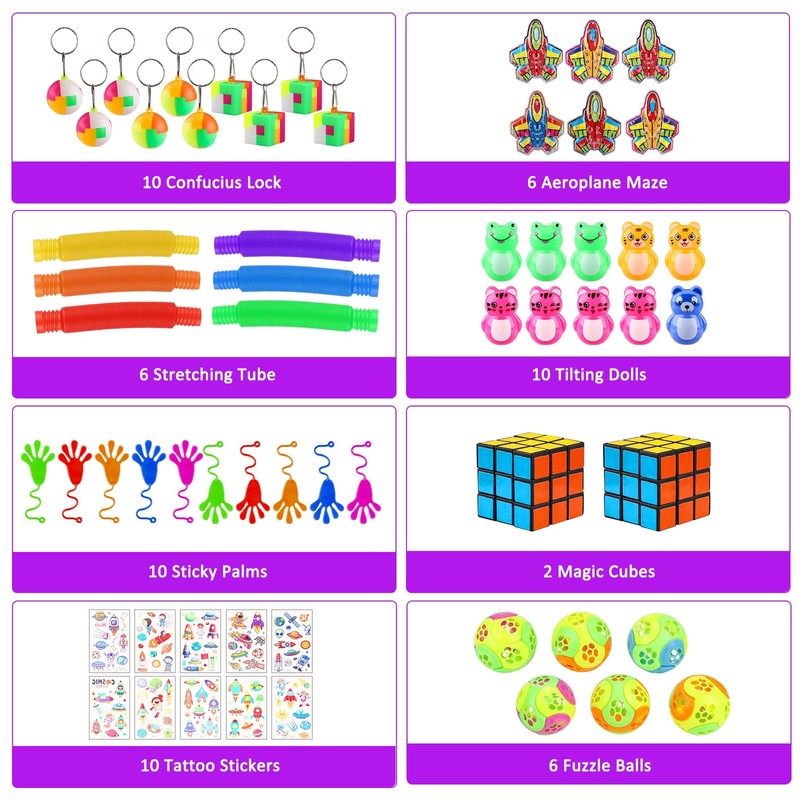 Foymlon Giocattoli, 120pcs Gadget Compleanno, Sacchetti Regalo per Set di