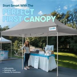 Quictent 10x20 Heavy Duty Pop up Canopy Tent, Commercial Grade Instant Shelter with Wheeled Bag for Outdoor, Beach, Parties, Markets, 500D Silver Coated UPF 50+ Sun Shield