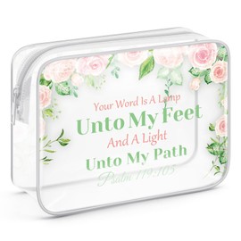 Sazuwu Christian Gifts for Women Faith Psalm 119 105 Clear Makeup Bag Cosmetic Organizer Bible Verse Gifts for Mom Inspirational Baptism Gifts Religious Birthday Gifts for Women Christian
