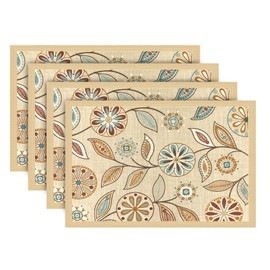 Snycler Table Runner Boho Table Runners Vintage Elegant Farmhouse Table Center Linen Decor for Home Dining Party Entrance (12x18 Inch ,Set of 4) Khaki