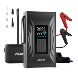 ASMAX T20 - Arrancador portátil 7 en 1 con compresor de aire, amplificador de batería de coche de 3000 A con abrazaderas de batería inteligentes, caja de salto de 12 V para motores diésel de 9.0 L/6.5
