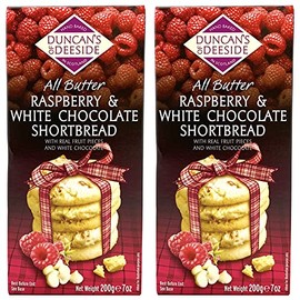 Duncan's of Deeside Duncan’s of Deeside Shortbread Cookies Pack of 2 – Raspberry White Chocolate Shortbread 7 Ounce, Gourmet Cookies