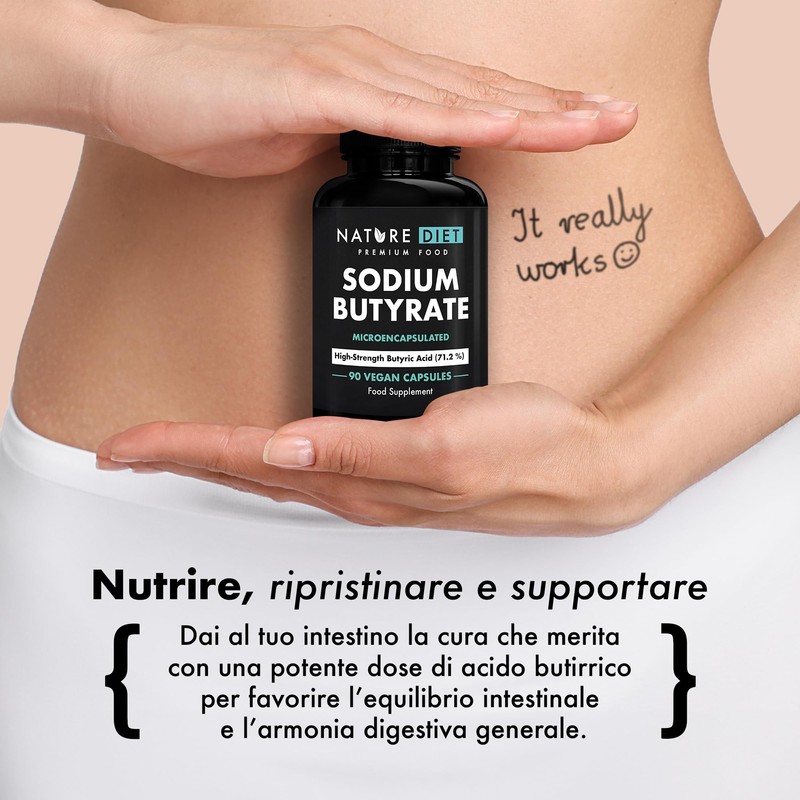 Nature Diet Sodio Butirrato, Acido Butirrico, 720 mg per Porzione,