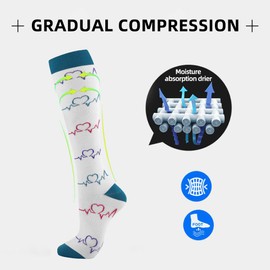 Odtmger Compression Socks（7 Pair for Women & Men Circulation 20-30mmhg Knee High Sock is Best Support for Athletic Running,Cycling